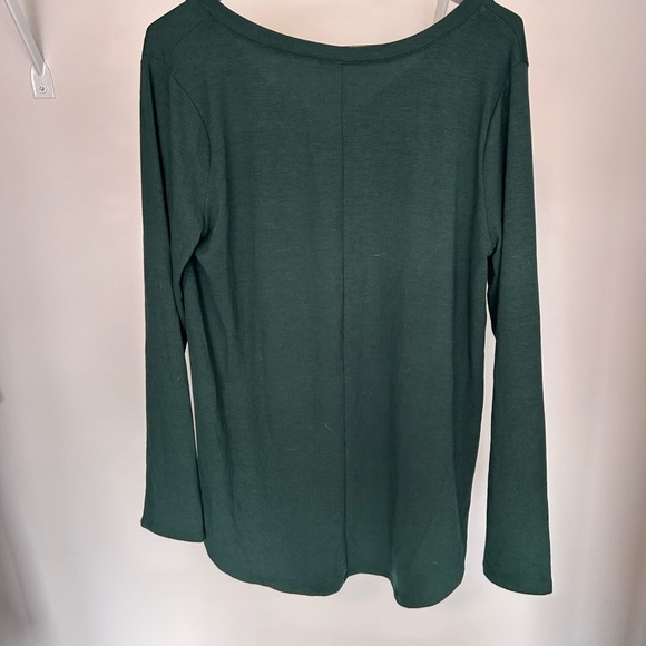 Zenana Outfitters Forest Green V-Neck Blouse with Gold Sequin Pocket - Picture 3 of 4